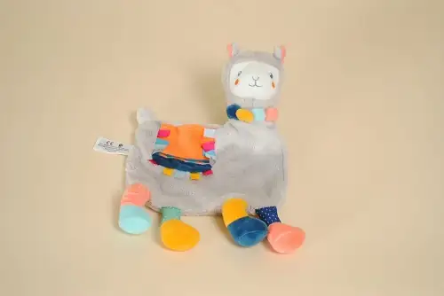 Doudou plat lama gris et multicolore doux et léger de 28 cm de la marque Simba Toys
