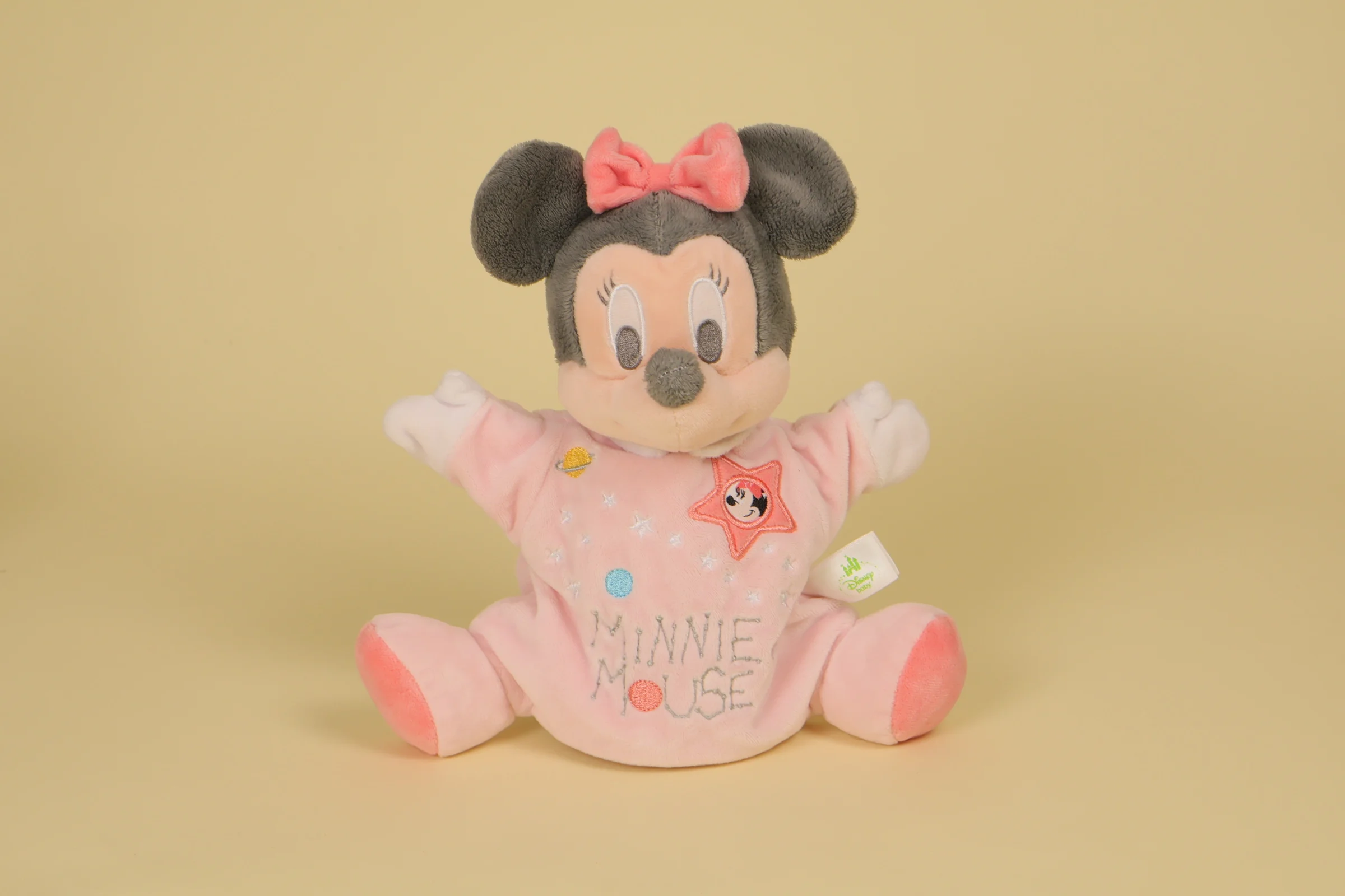 Marionnette Minnie rose avec broderies etoiles et planetes collection Espace 2018 marque Disney Baby