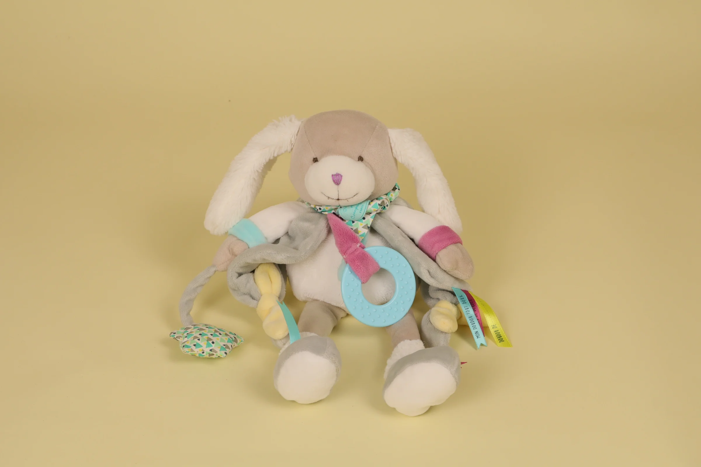 Doudou chien pantin activité Toopi Boy avec anneau de dentition collection Toopi et Noopette 30 cm 2018 marque Doudou et Compagnie